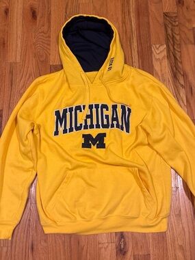 MICHI Yellow Pullover Hoodie with Navy Lining and Logo
